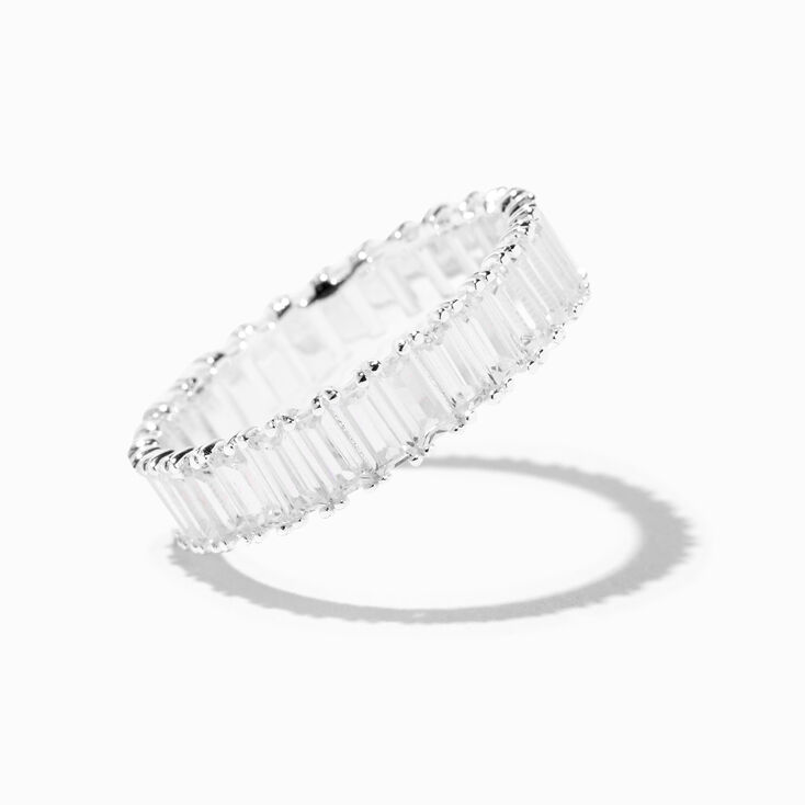 C LUXE by Claire&#39;s Sterling Silver Plated Cubic Zirconia Eternity Ring,