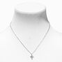 Silver-tone Crystal Cross Pendant Necklace,