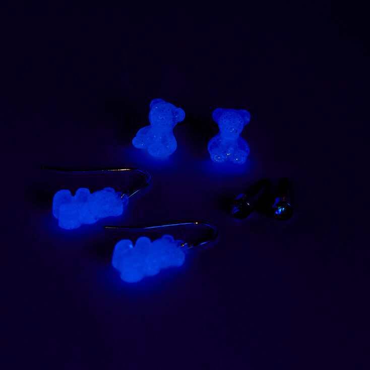 Blue Gummy Bears&reg; Glow In The Dark Earring Set - 3 Pack,