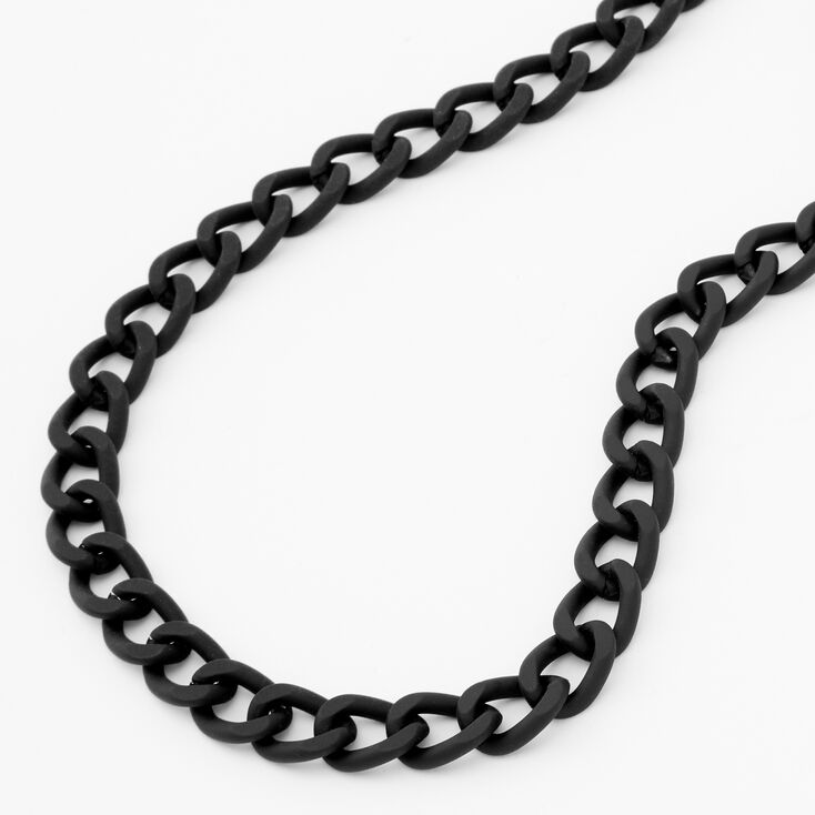 Rubber Chunky Chain Necklace - Black,
