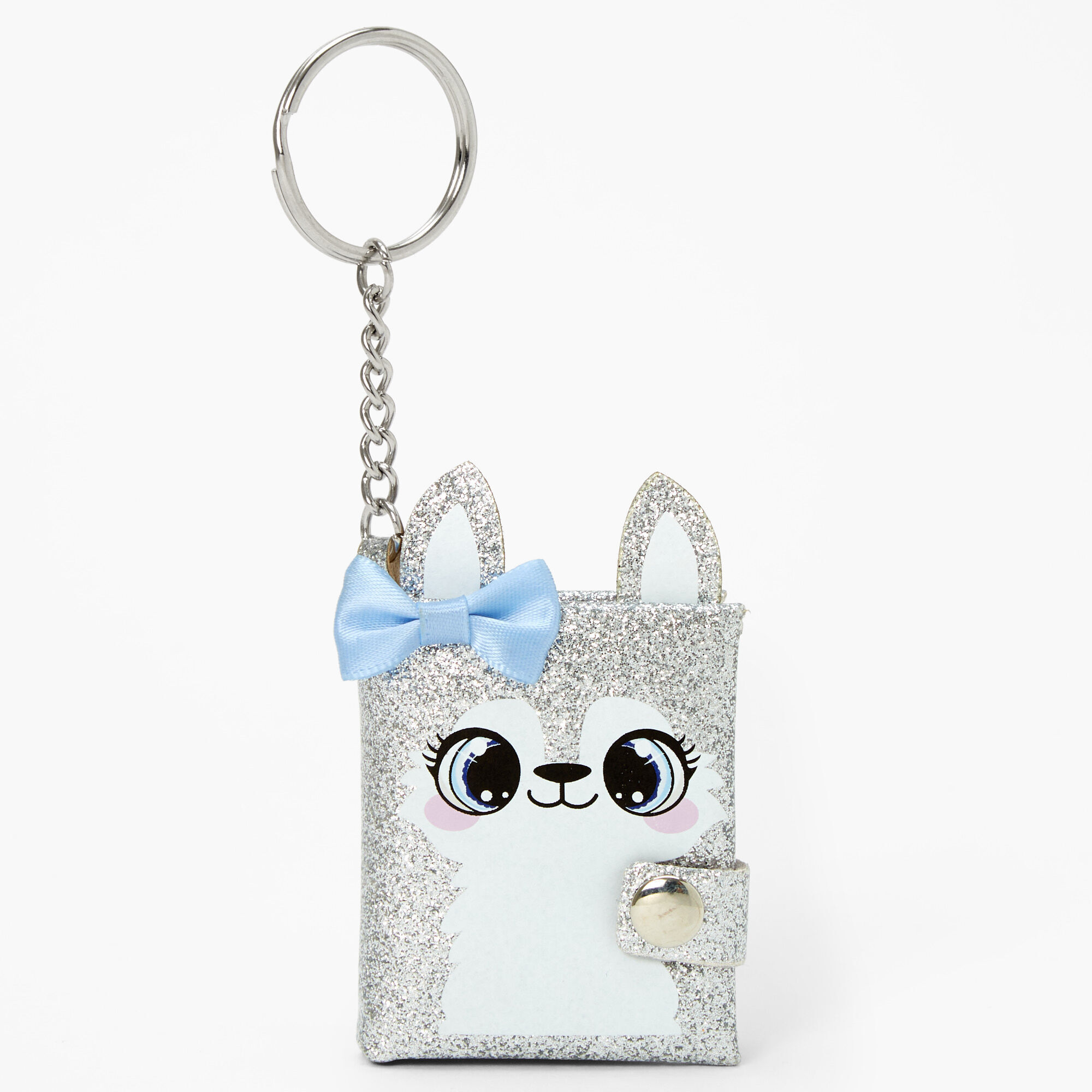 Glitter Husky Face Mini Diary Keyring,