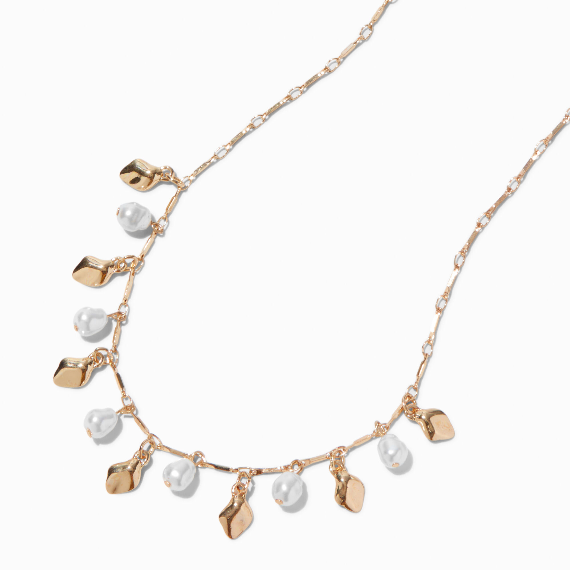 Gold-tone Pearl Dangle Necklace,