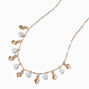 Gold-tone Pearl Dangle Necklace,
