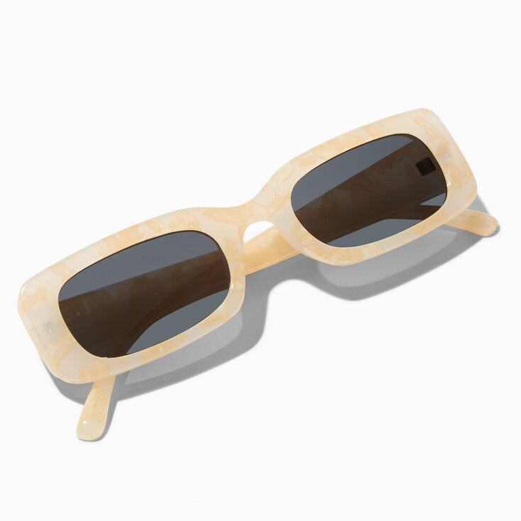 Chunky Rectangle Sunglasses - Cream/Tan,