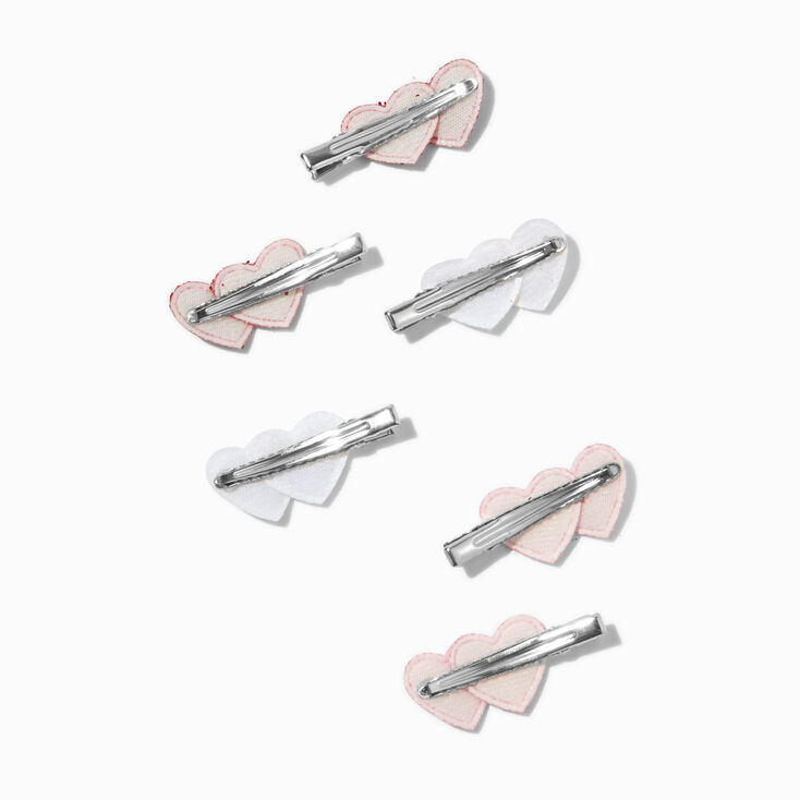 Valentine&#39;s Day Heart Hair Clips - 6 Pack,