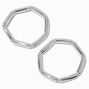 Silver-tone Macaroni Tube Stretch Bracelets - 2 Pack,
