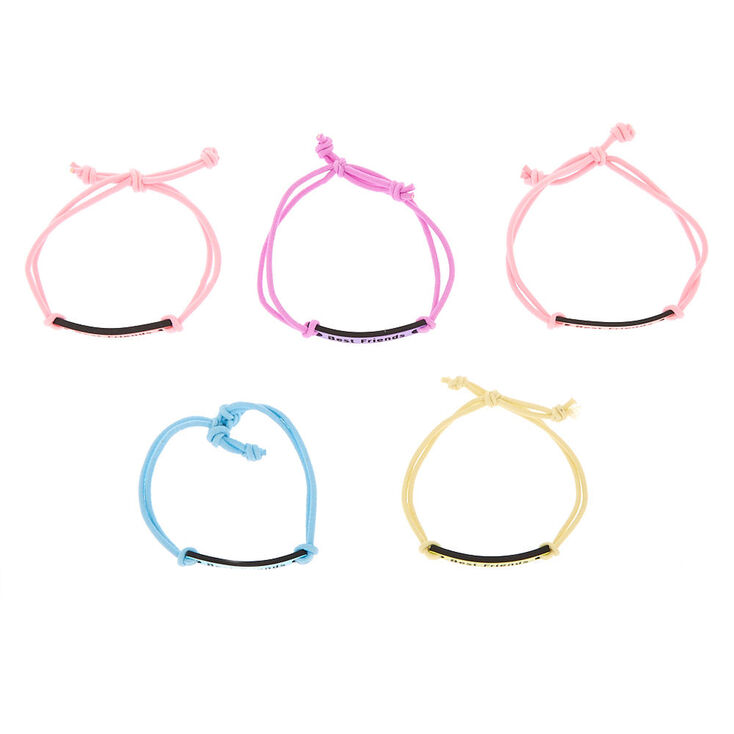 Bracelets d&rsquo;amiti&eacute; &eacute;lastiques plaque pastel - Lot de 5,