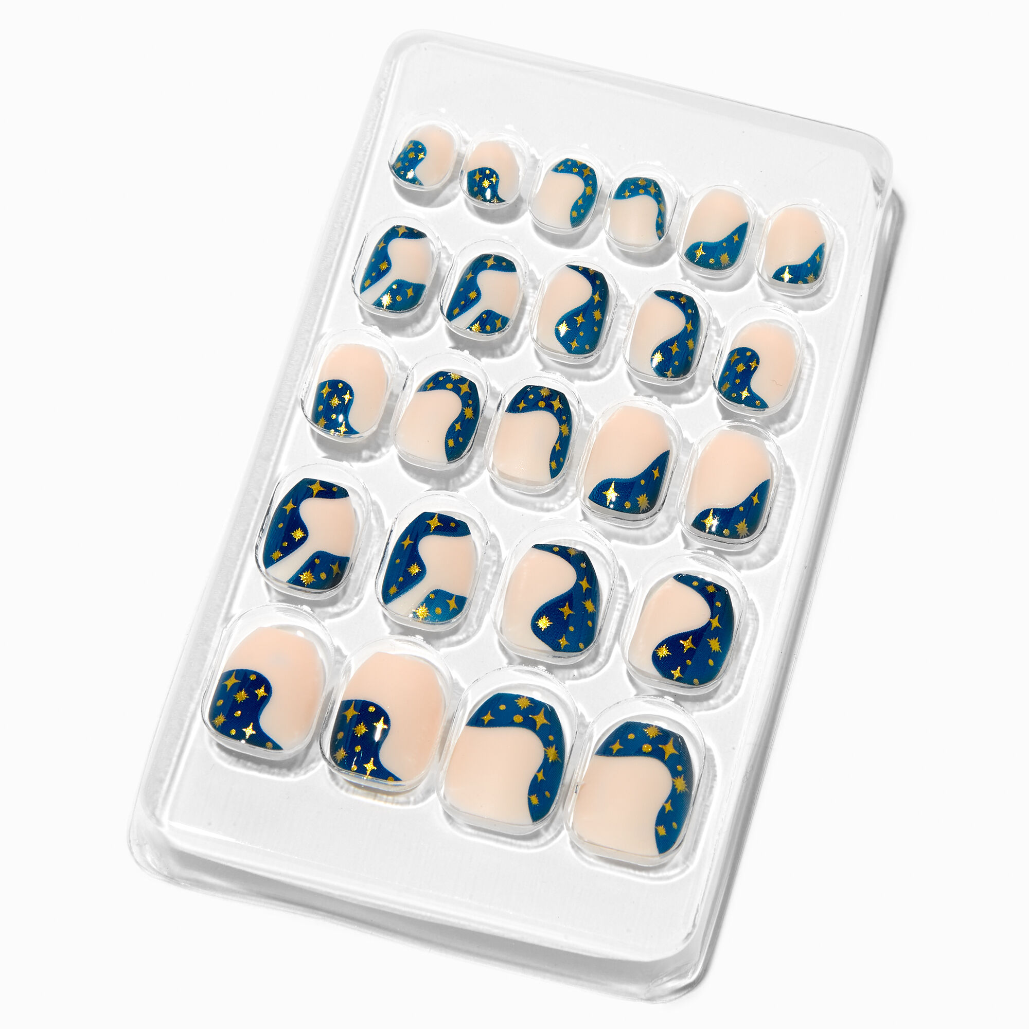 View Claires Celestial Square Press On Vegan Faux Nail Set 24 Pack Navy Blue information