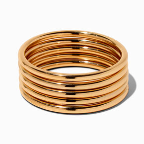 Gold-tone Thick Bangle Bracelets - 5 Pack,