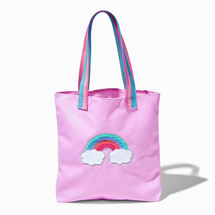 Claire&#39;s Club Pastel Rainbow Tote Bag,