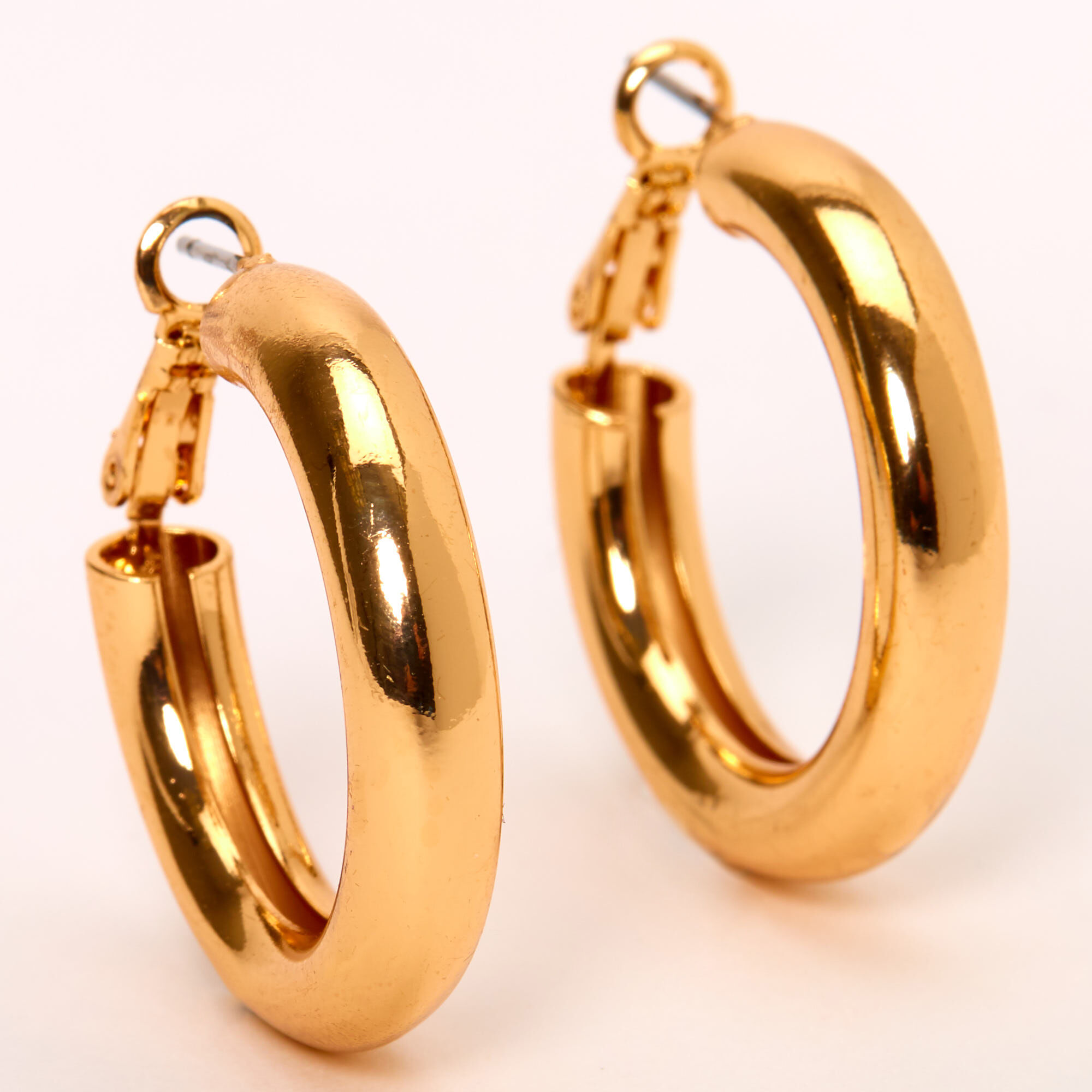 View Claires Tone 30MM Tube Hoop Earrings Gold information