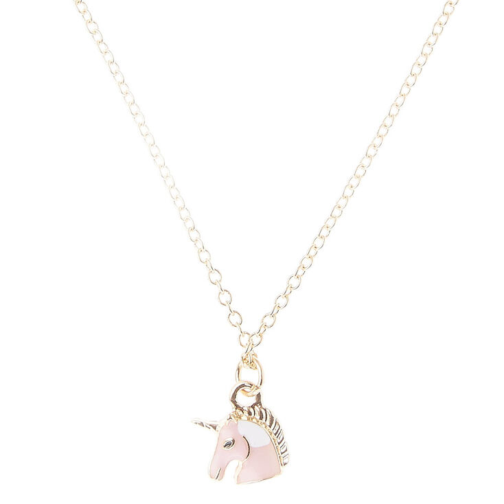 Gold Tone Small Unicorn Pendant Necklace Claire S Us