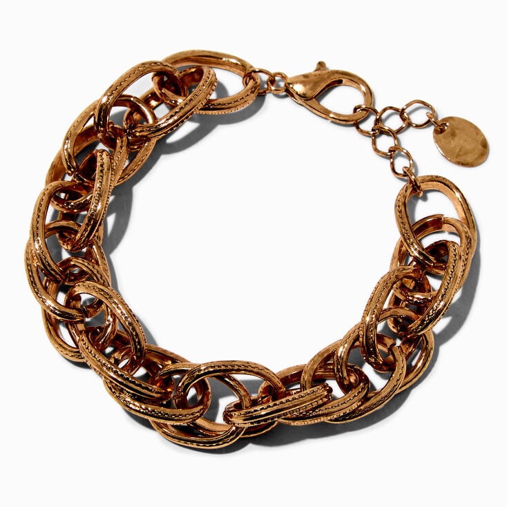 Bracelet &agrave; maillons de cha&icirc;ne &eacute;paisse couleur dor&eacute;e,