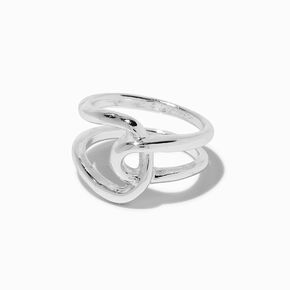 Silver-tone Molten Criss Cross Ring,