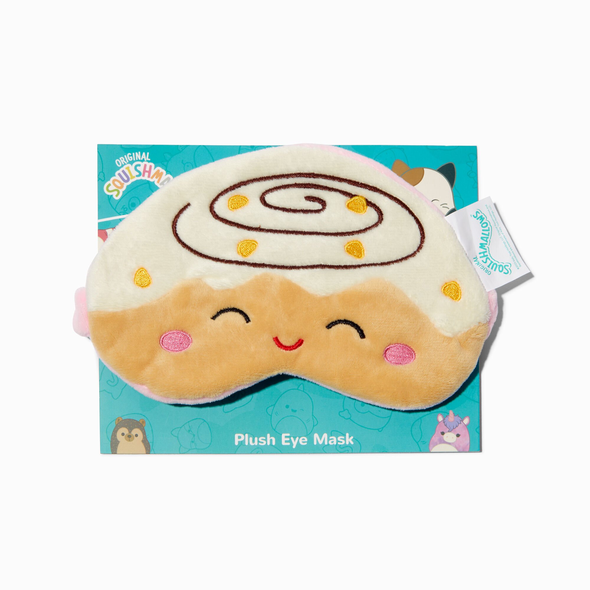 View Claires Squishmallows Cinnamon Roll Plush Sleeping Mask information