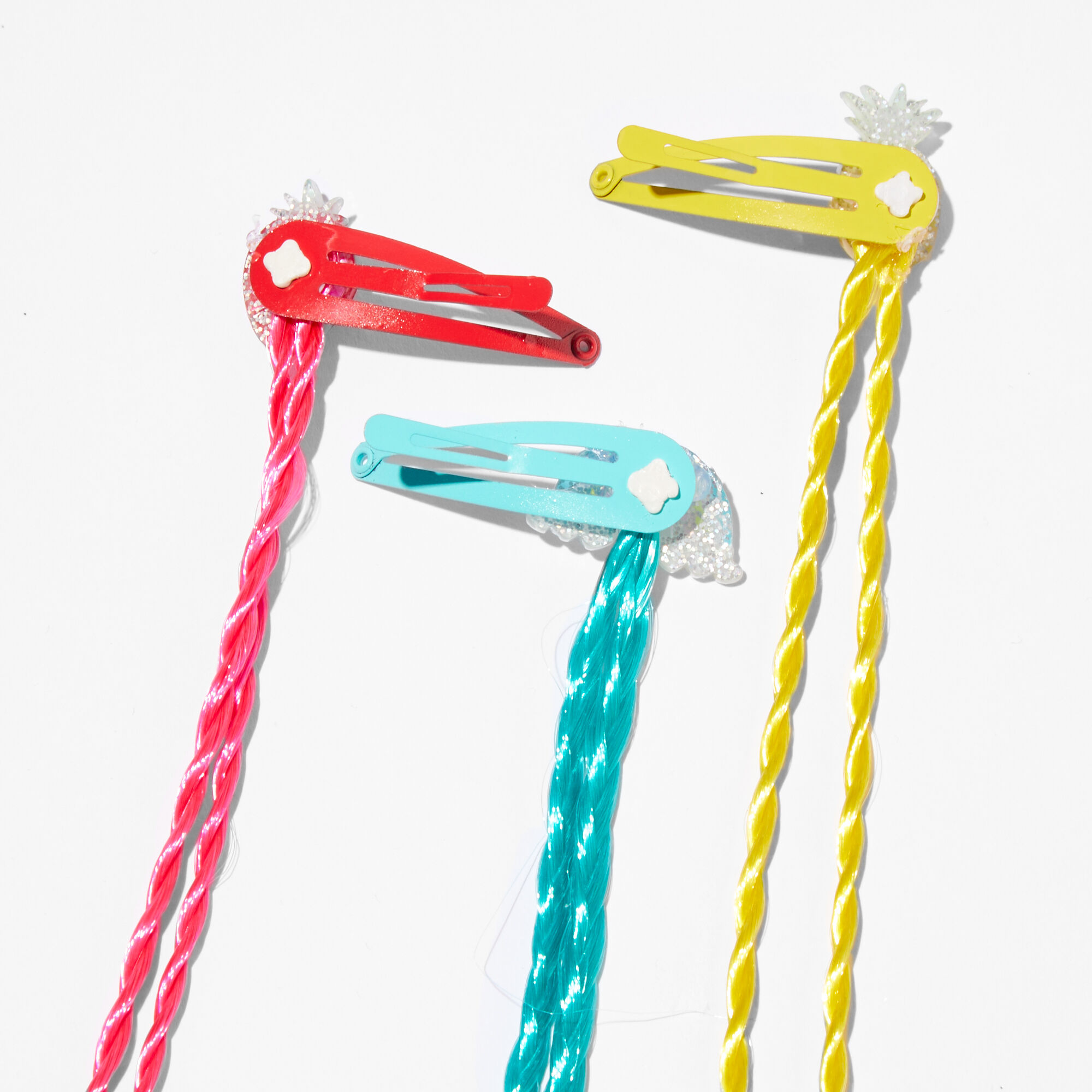 Claire's Club Faux Hair Glitter Fruit Snap Clips (6 pack),