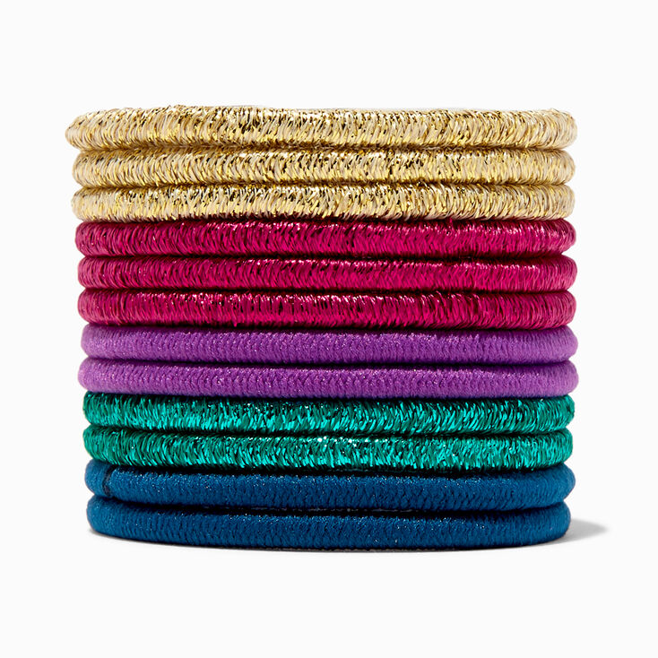 Mixed Jewel Tone Luxe Hair Ties - 12 Pack,
