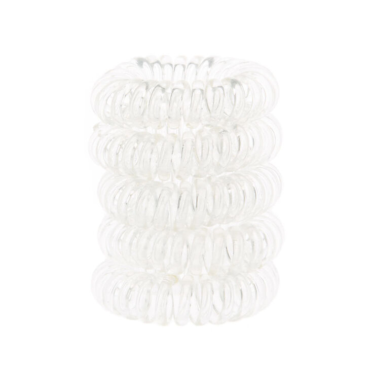 Mini Spiral Hair Bobbles - Clear, 5 Pack,