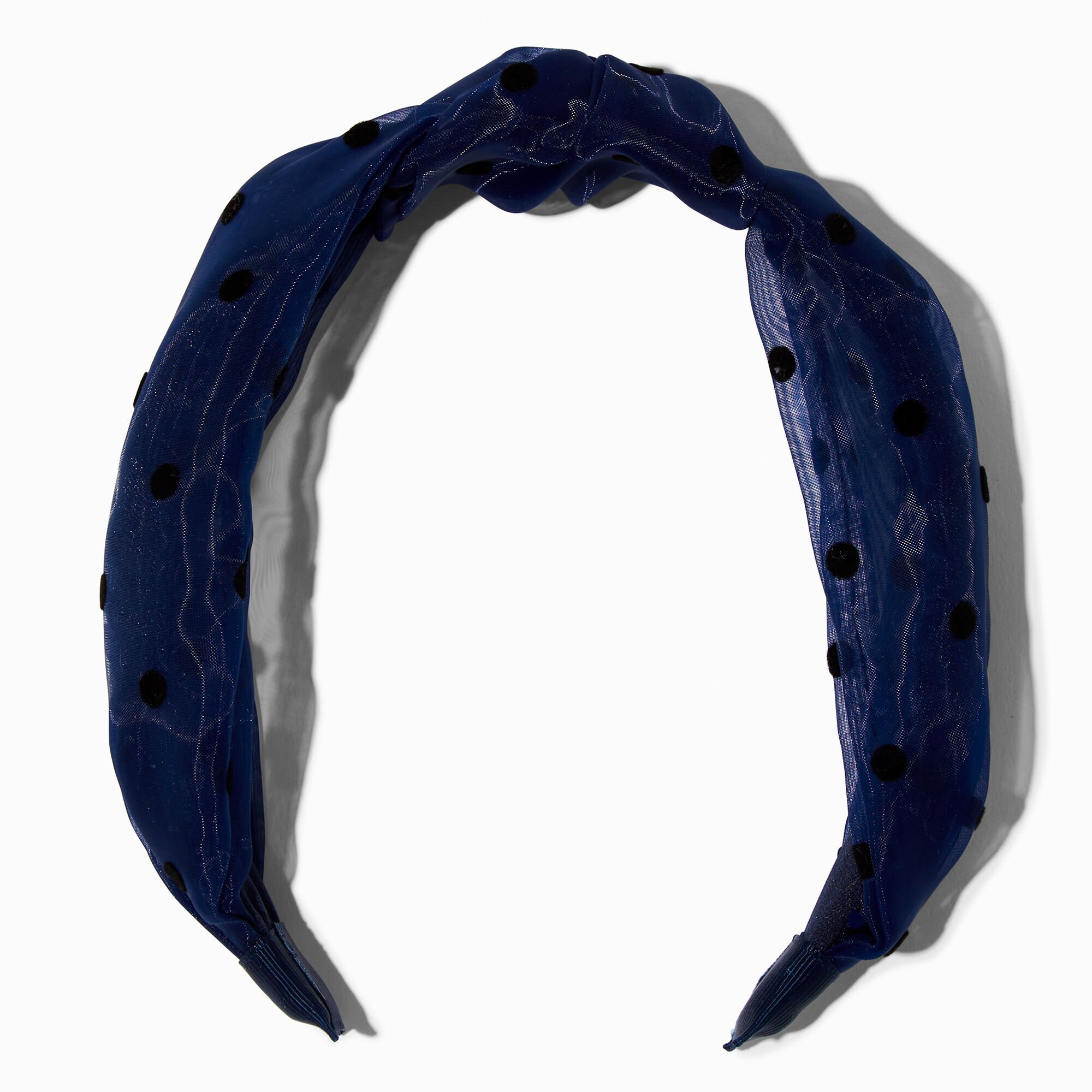 View Claires Polka Dot Sheer Knotted Headband Navy information