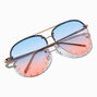 Studded Gold Round Faded Lens Sunglasses,