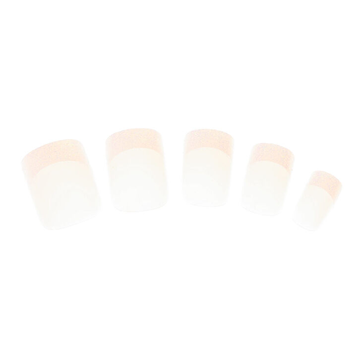 Glitter French Tip Square Faux Nail Set - 24 Pack,