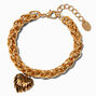 Gold-tone Chunky Scalloped Heart Chain Bracelet,