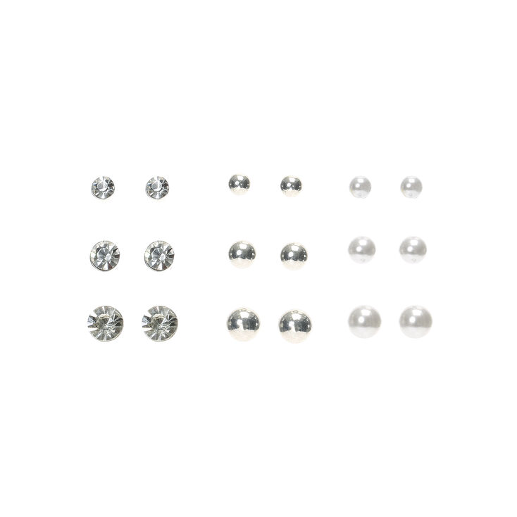 Crystal Pearls Magnetic Earrings - 9 Pack,