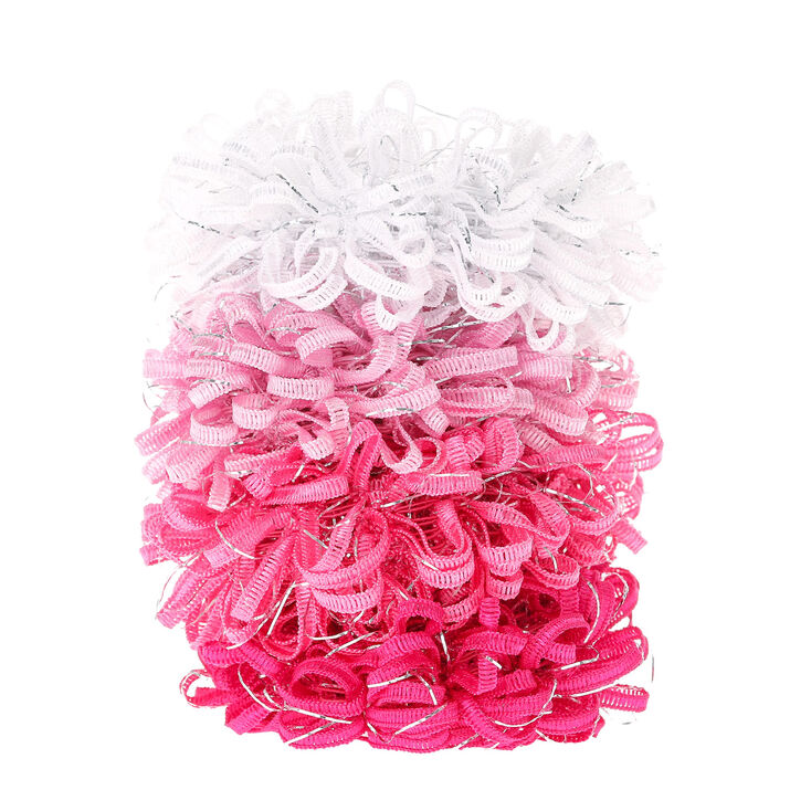 Petits chouchous boucl&eacute;s d&rsquo;un joli rose - Lot de 4,