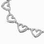 Silver-tone Textured Heart Chain Necklace,