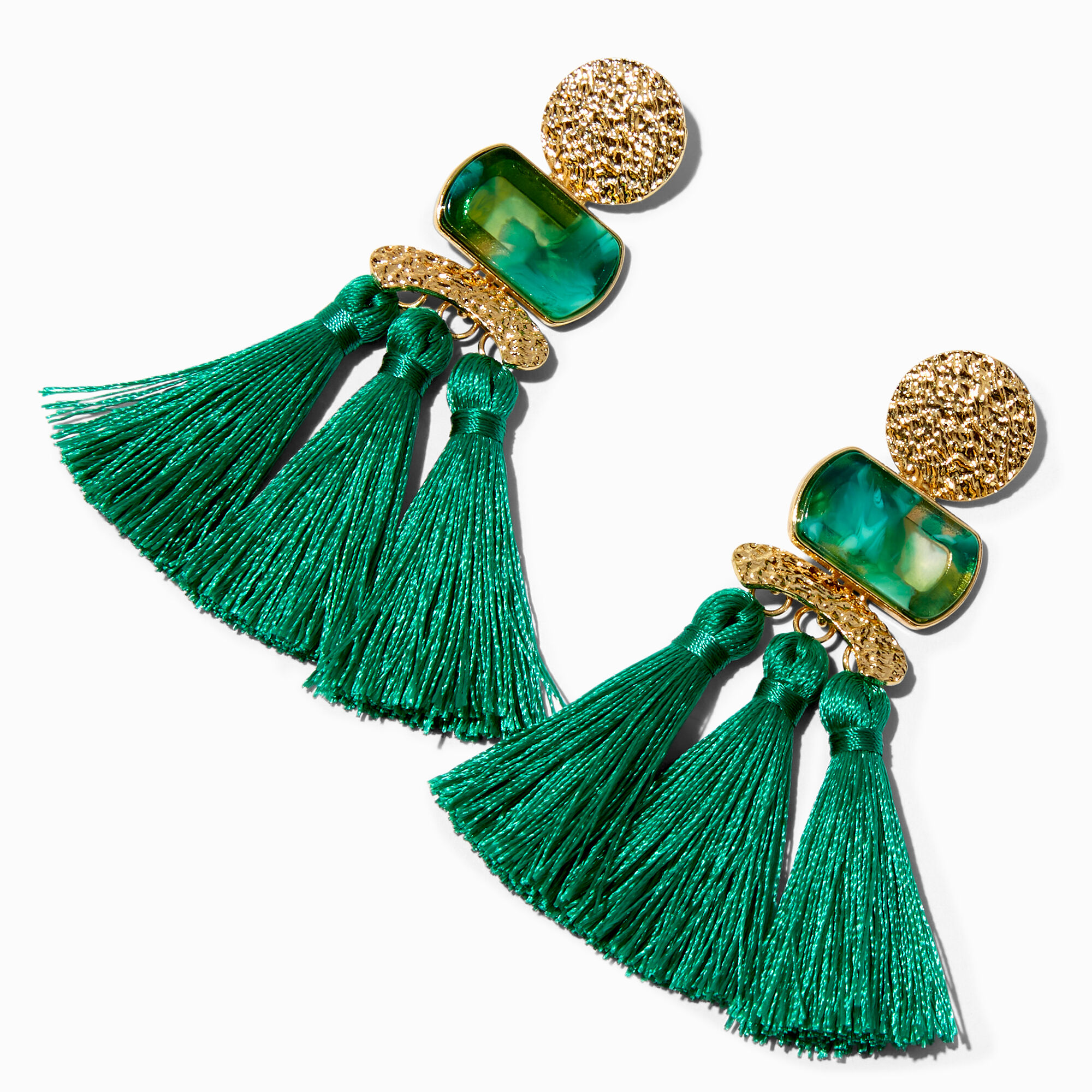 View Claires GoldTone Fringe 25 Chandelier Drop Earrings Green information