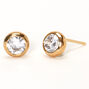 18ct Gold Plated Cubic Zirconia Round Bezel Stud Earrings - 7MM,