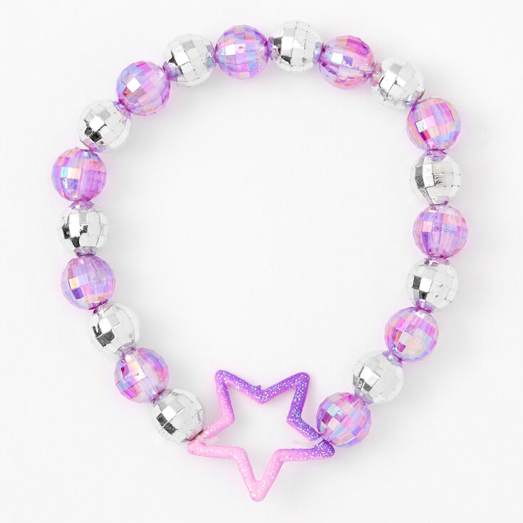 Claire's Bracelet élastique boule disco étoile violet