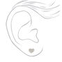 Silver Crystal Heart Stud Earrings,