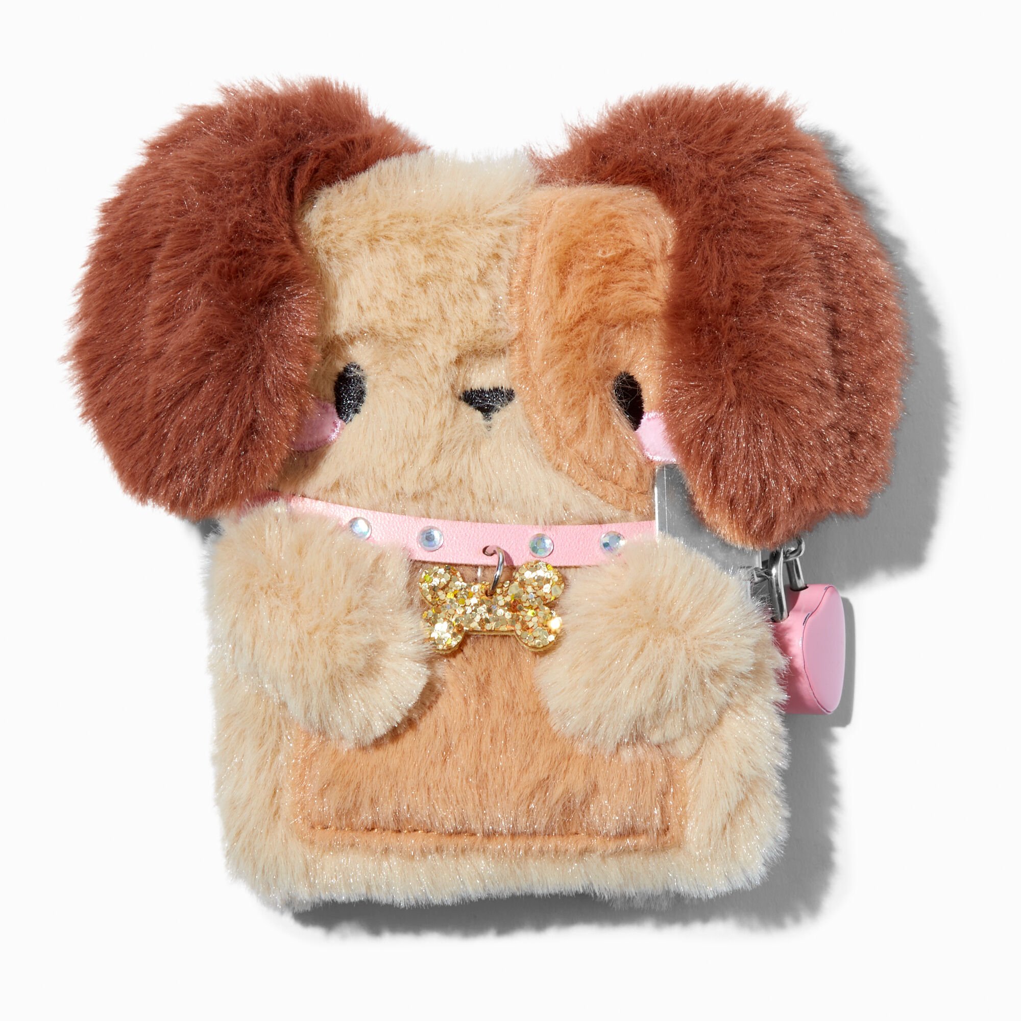 Claire's Club Brown Puppy Furry Mini Lock Diary,