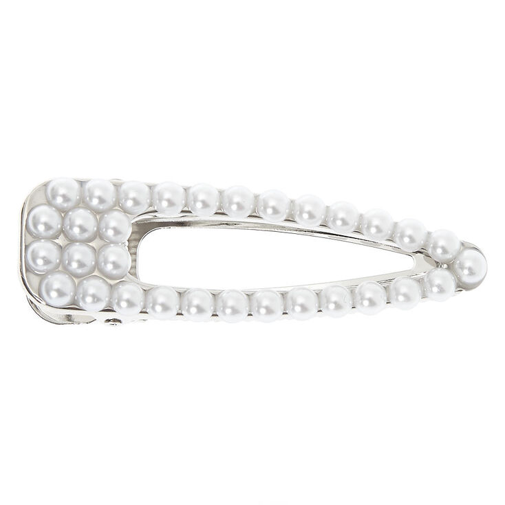Claire's Barrette de grande taille avec perles d'imitation couleur argenté
