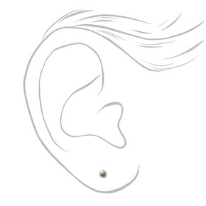 Stainless Steel Black Diamond Crystal Studs 3mm Ear Piercing Kit with Ear Care Solution,