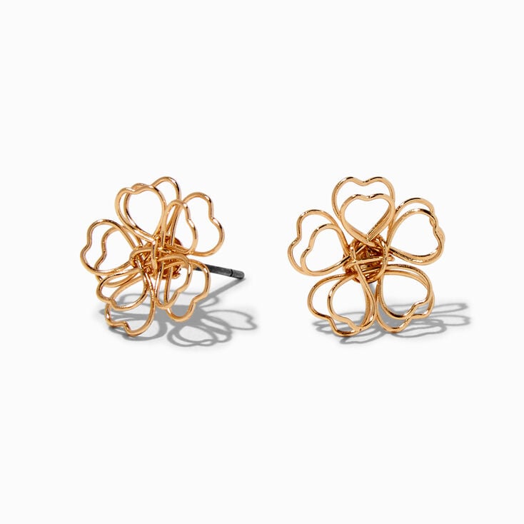 Gold-tone Wire Flower Stud Earrings