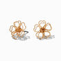 Gold-tone Wire Flower Stud Earrings,