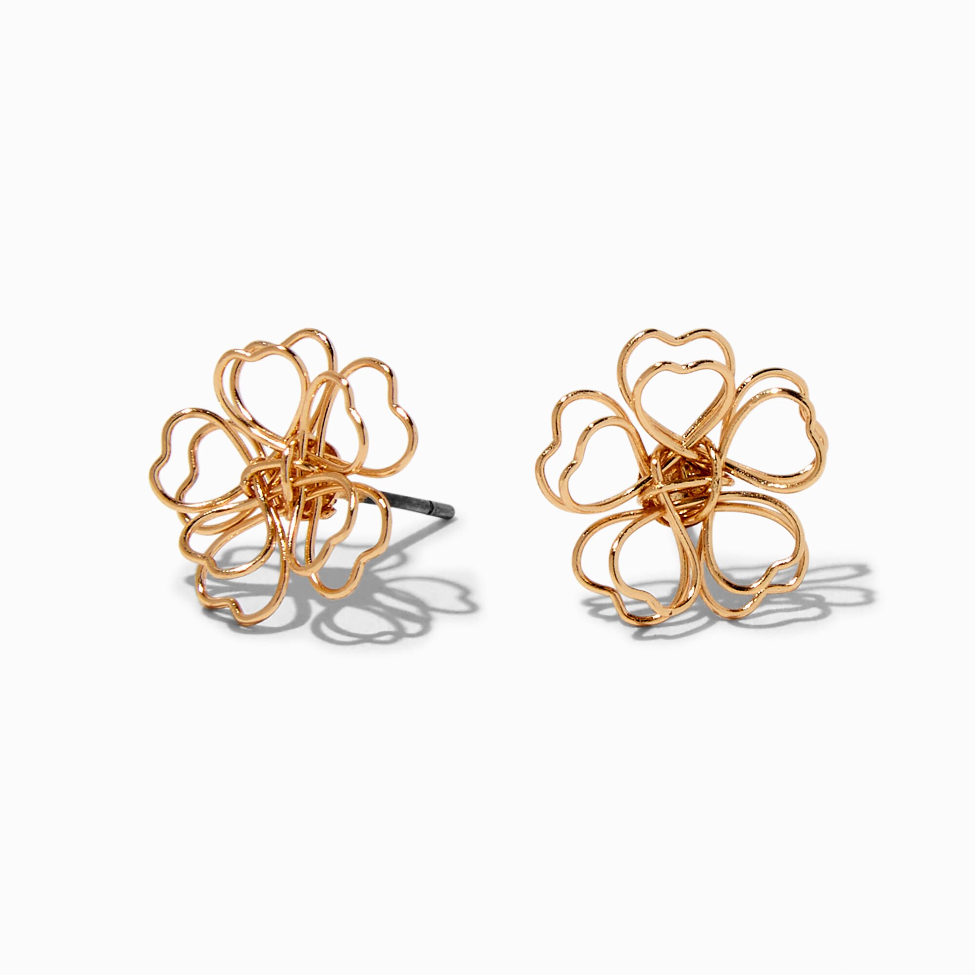 View Claires Tone Wire Flower Stud Earrings Gold information