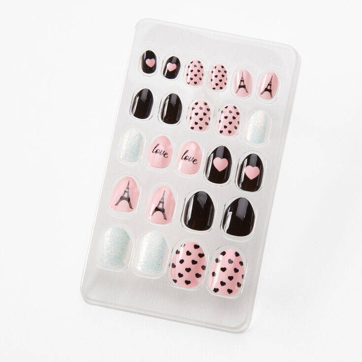 Pink Paris Stilleto Press On Vegan Faux Nail Set - 24 Pack,