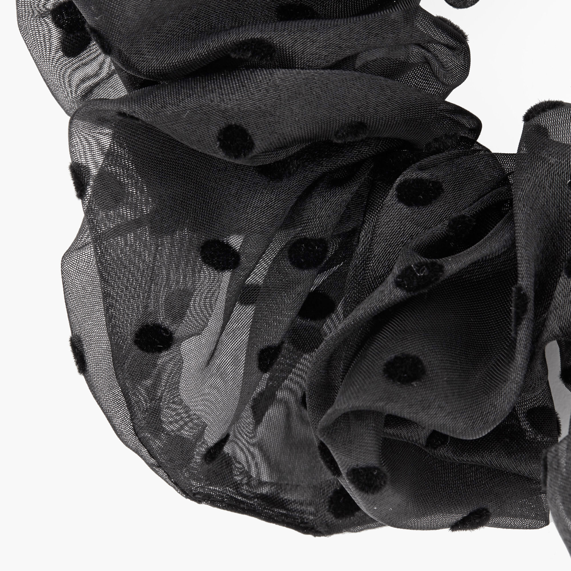 Giant Sheer Polka Dot Hair Scrunchie - Black,