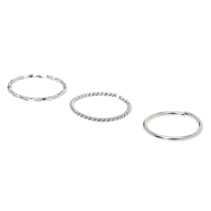 Sterling Silver 20g Wired Laser Cut Hoop Nose Rings 3 Pack
