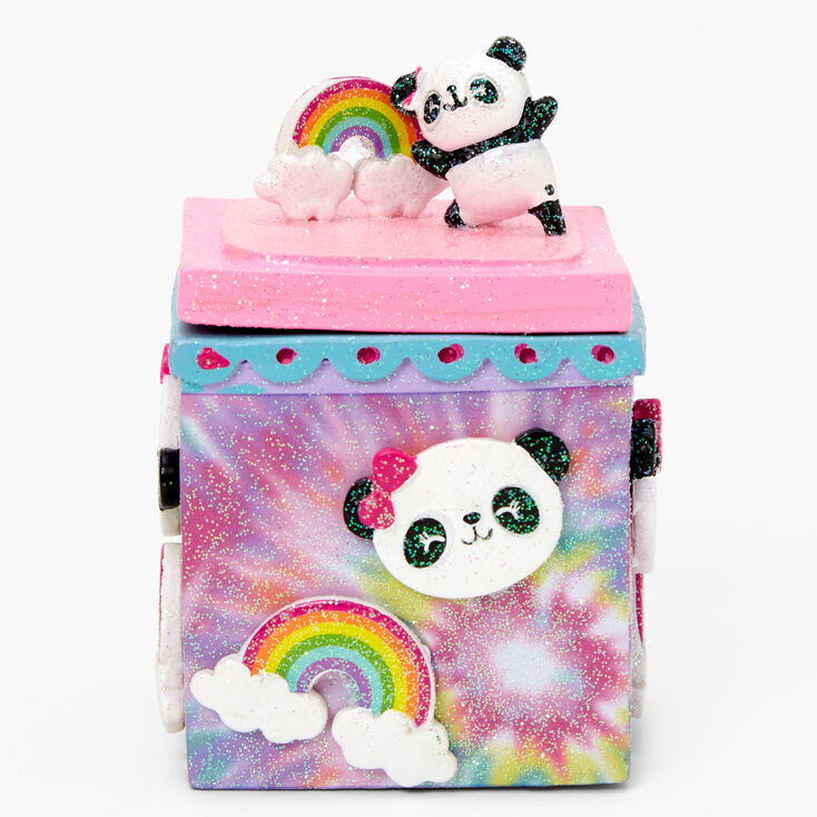 Glitter Panda Trinket Keepsake Box - Rainbow,