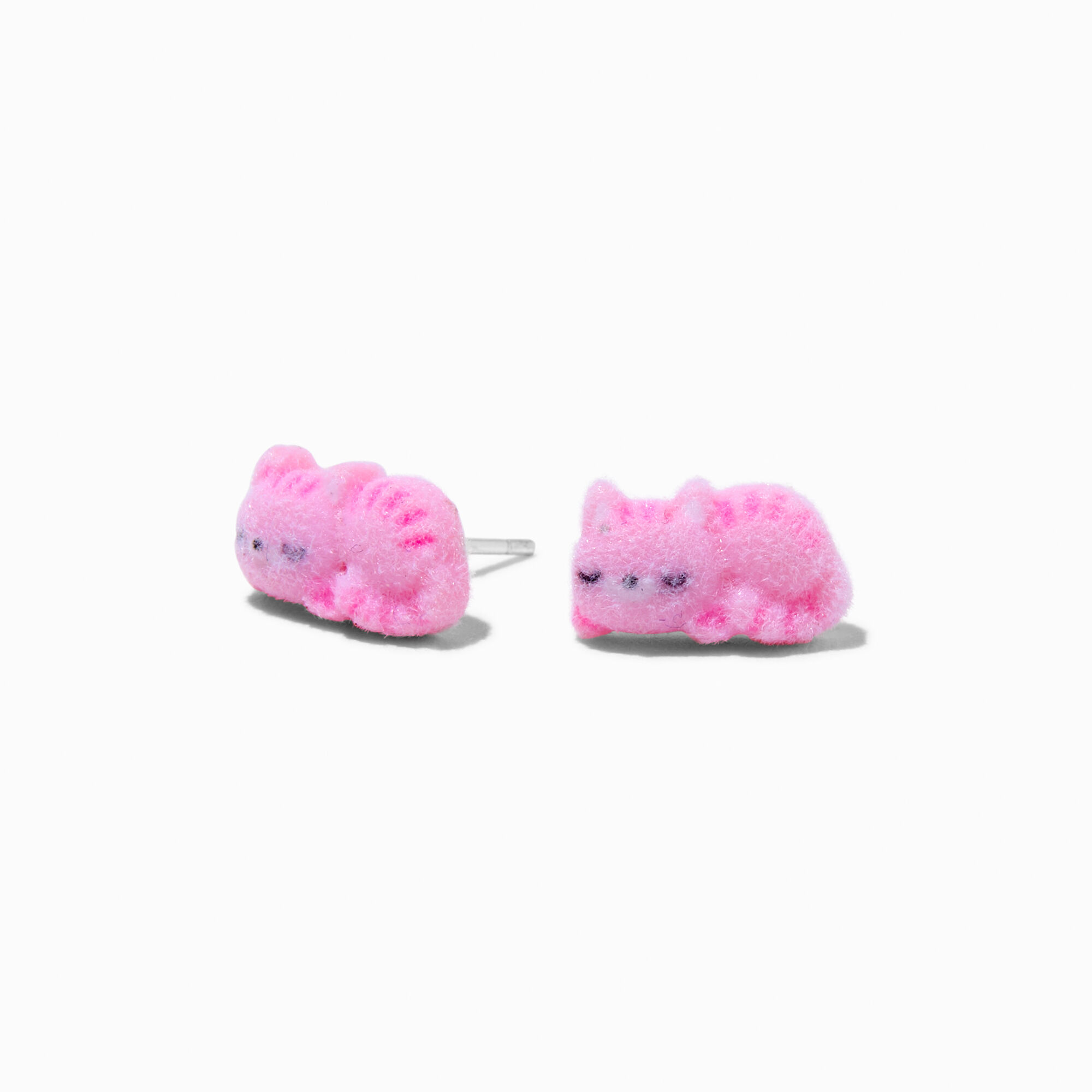 View Claires Fuzzy Cat Sterling Silver Post Stud Earrings Pink information