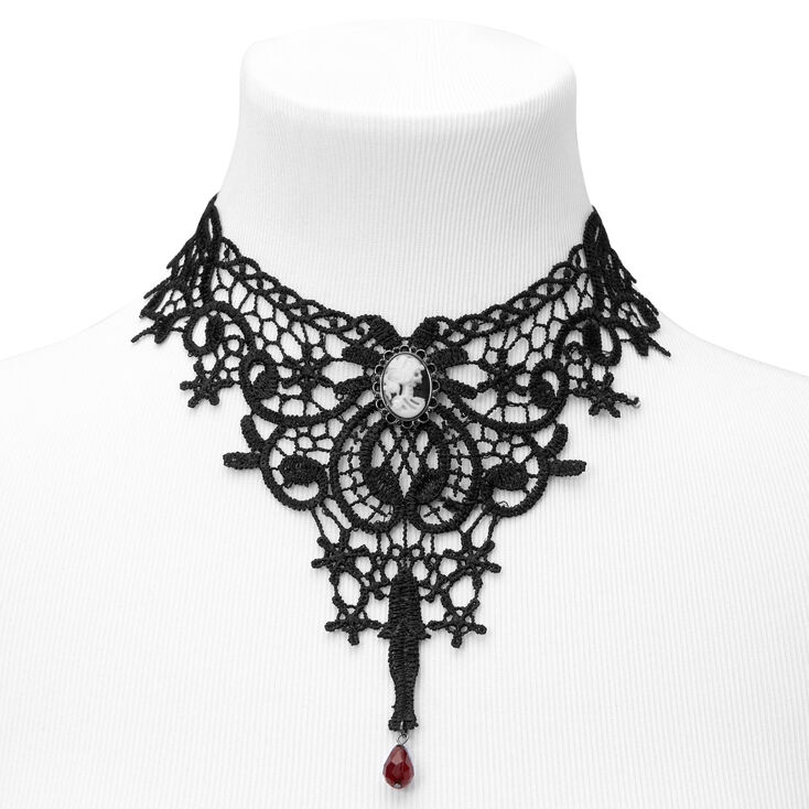 Halloween Black Lace Bib Necklace,