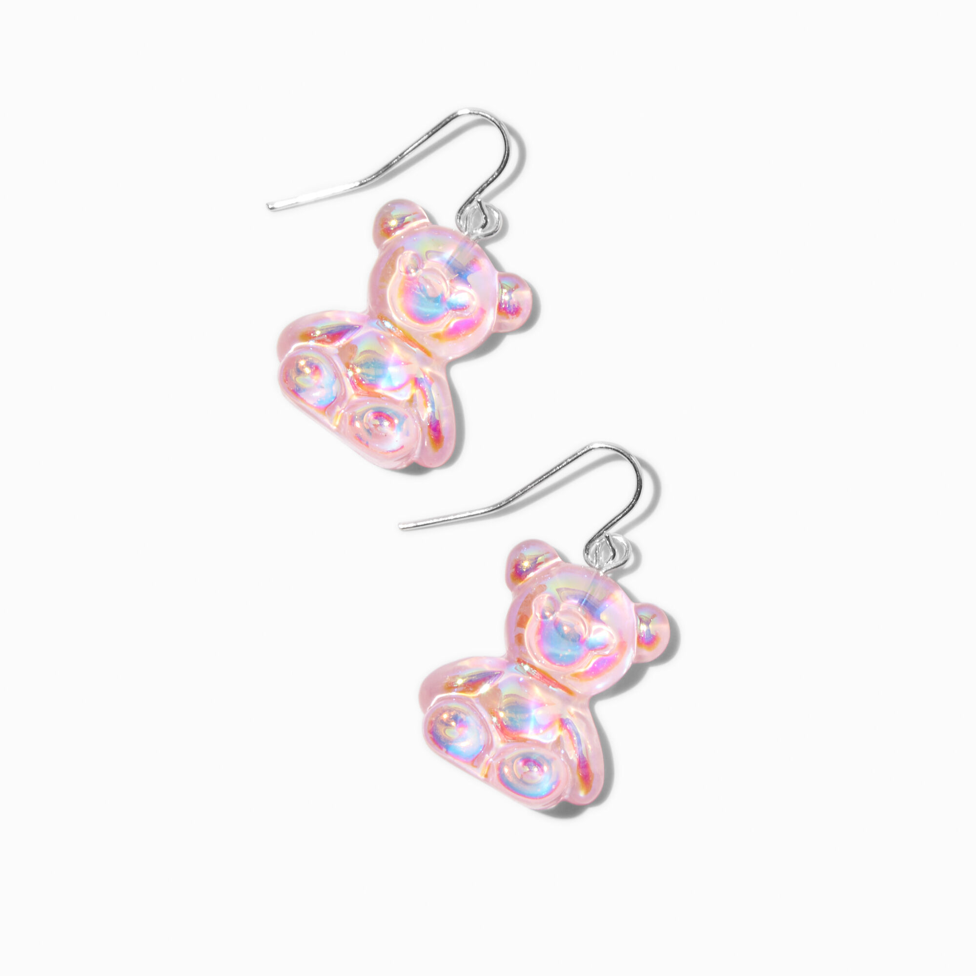 Pendantes ours en peluche holographiques roses,