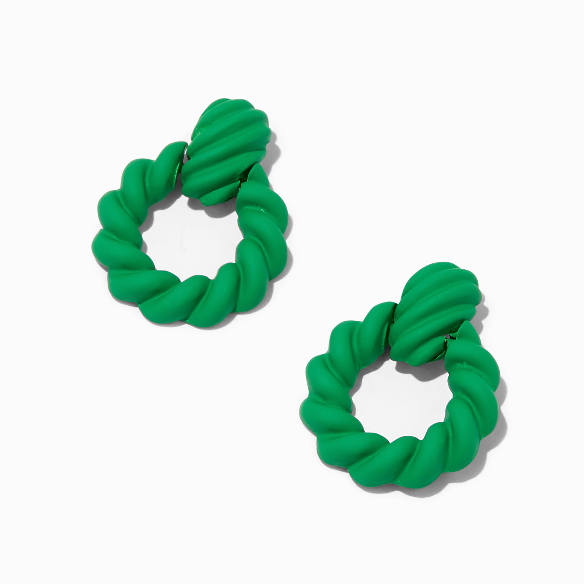 View Claires Twisted Door Knocker Drop Earrings Green information