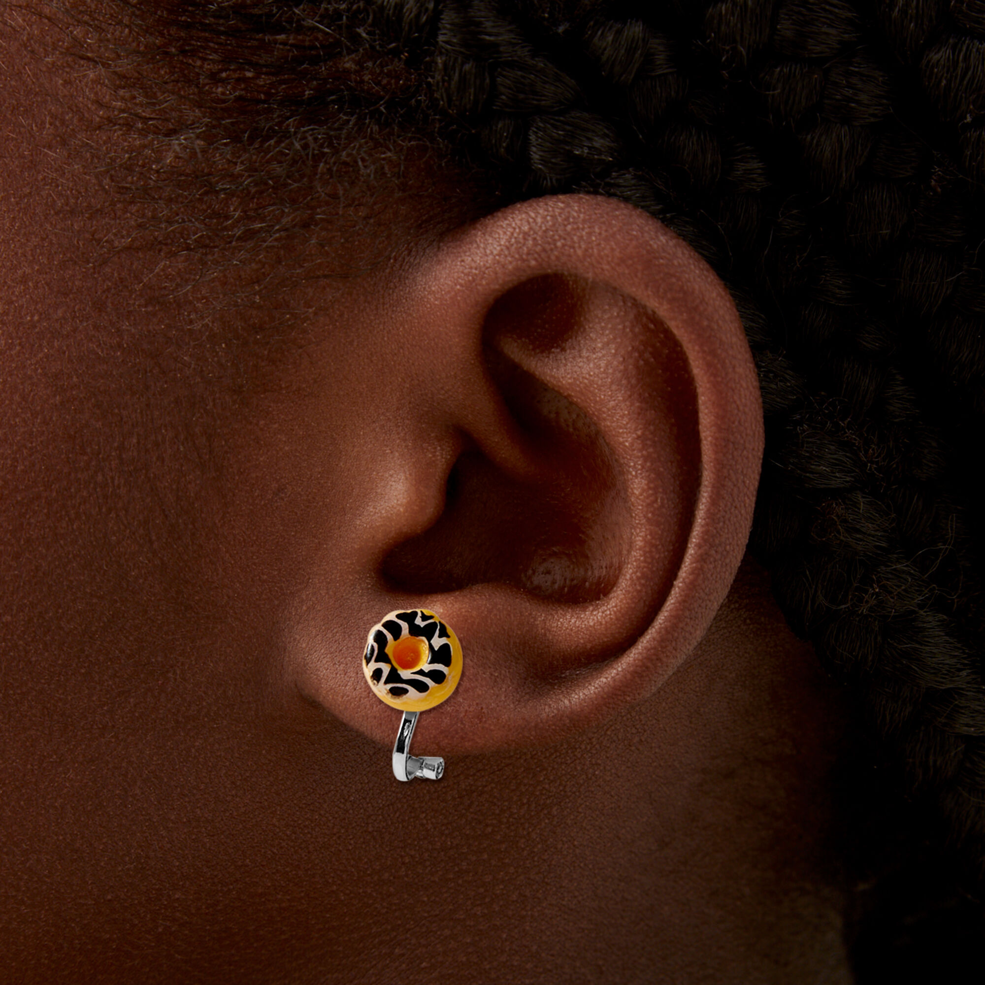 Chocolate Marble Donut Clip-On Earrings,