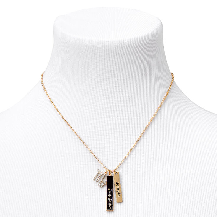 Gold-tone Zodiac Symbol Pendant Charm Necklace - Scorpio,