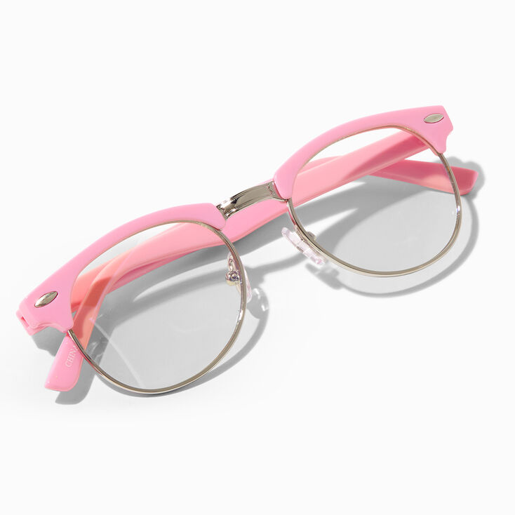 Claire&#39;s Club Solar Blue Light Reducing Round Clear Lens Pink Frames,